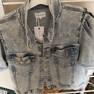 RISEN Girls' Acid Wash Denim Jacket - Light Blue